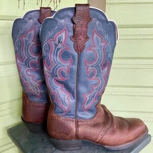 Justin Boots Blue and Brown Heeled Boots